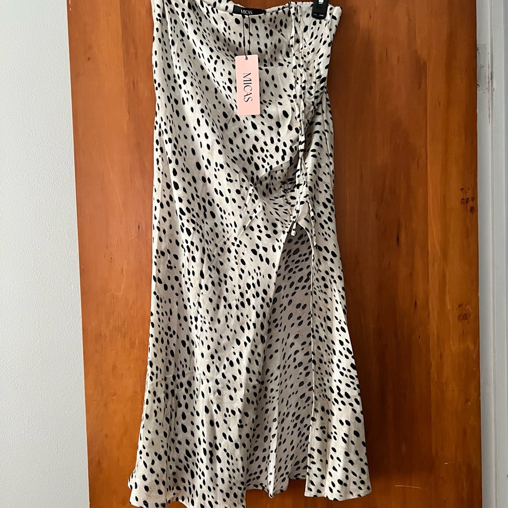 Micas Leopard Drawstring Slit Skirt